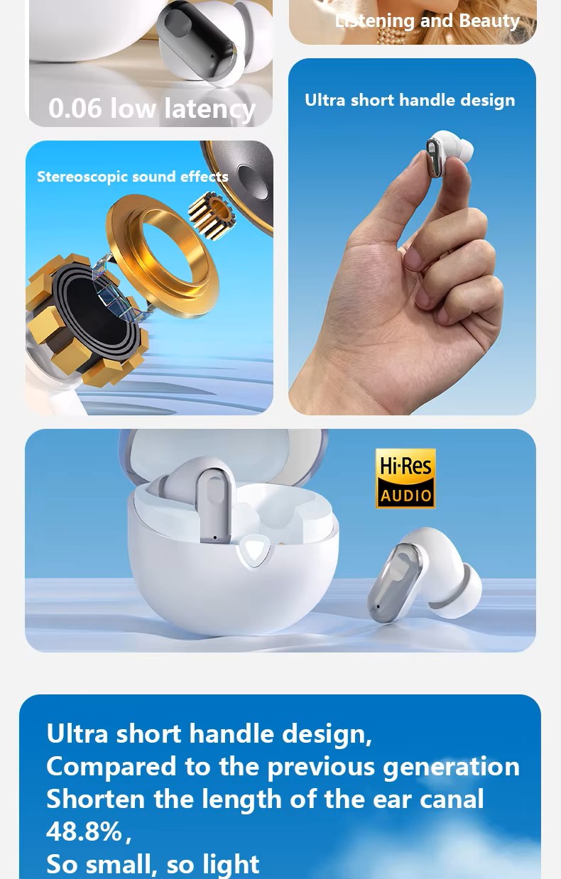 S60 Ultra-Long Life  In-Ear E-Sports Gaming Headset  Wireless for Bluetooth 5.4 Earphones